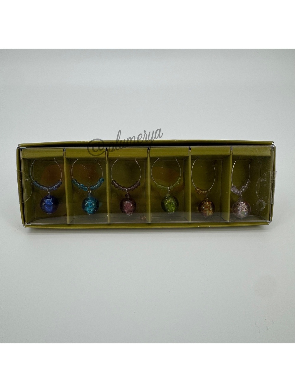 Pier 1 Imports Vintage Set of 6 Beaded Drink Charms New in Box
